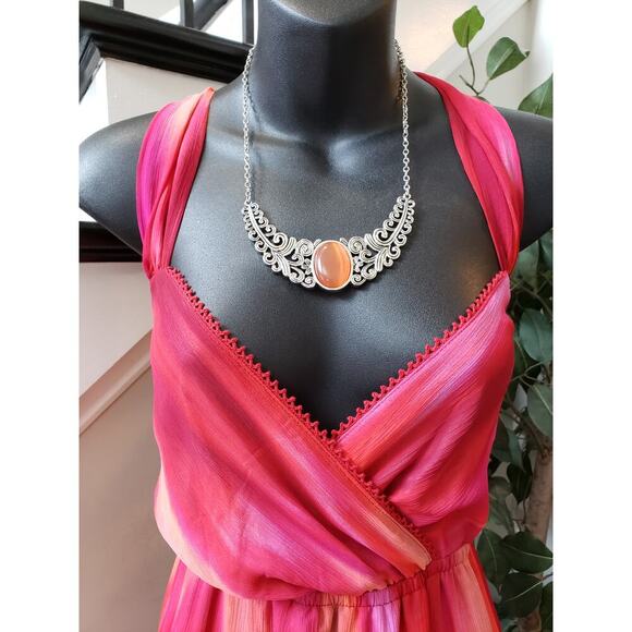 A.N.A Long Maxi Dress Women's Size XL Multi Tie Dye Cinch Waist Back Wrap V Neck - Picture 9 of 14